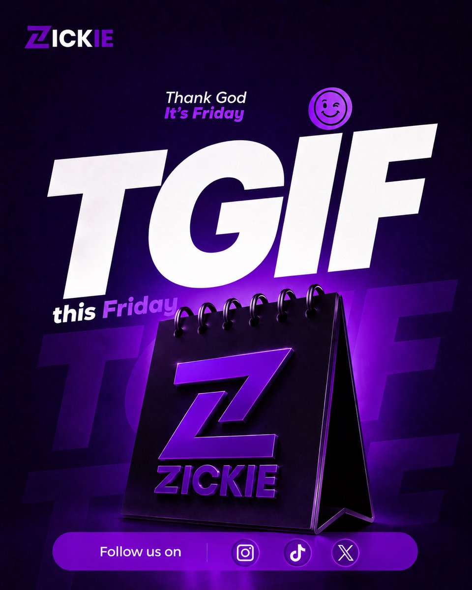 zickie__'s tweet photo. TGIF! 💜✨

Thank God It’s Friday! 🙌🏽
Another week conquered, another reason to be grateful. 🥂

Relax, recharge, and enjoy your weekend — ZICKIE style! 💜🔥

#TGIF #ThankGodItsFriday #ZICKIE #FridayVibes #WeekendMood #FollowUs https://t.co/1PGbP8HIQ8