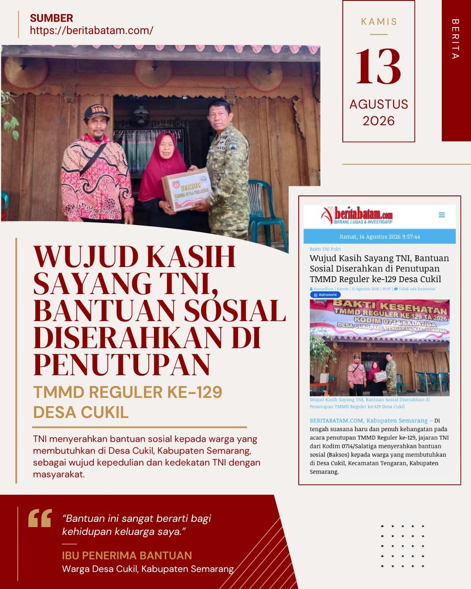 MarpunOmar's tweet photo. Inilah wujud komitmen TNI: mengabdi sepenuh hati, mencintai tanpa syarat, dan melayani tanpa henti untuk Indonesia.
Salurkan Hingga Pelosok https://t.co/RqWsxnarE8