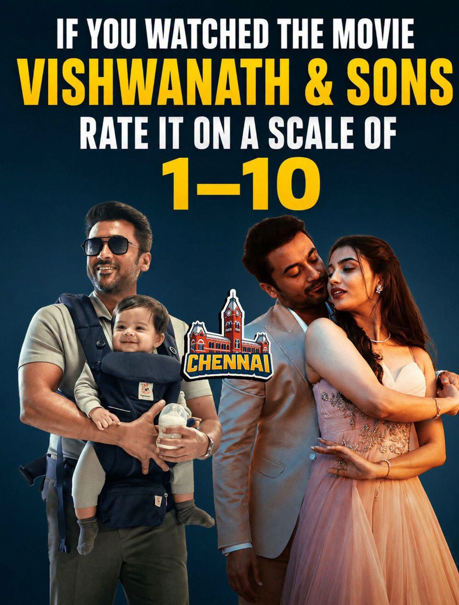 memeschennai's tweet photo. 🎬 If you’ve watched Vishwanath & Sons, how would you rate it on a scale of 1–10? ⭐
Drop your rating in the comments! 👇
#VishwanathAndSons #MovieReview #MovieRating #Cinema #Movies #IndianCinema #MovieLovers #FilmTalk #InstagramMovies https://t.co/HXeQAYLEJk