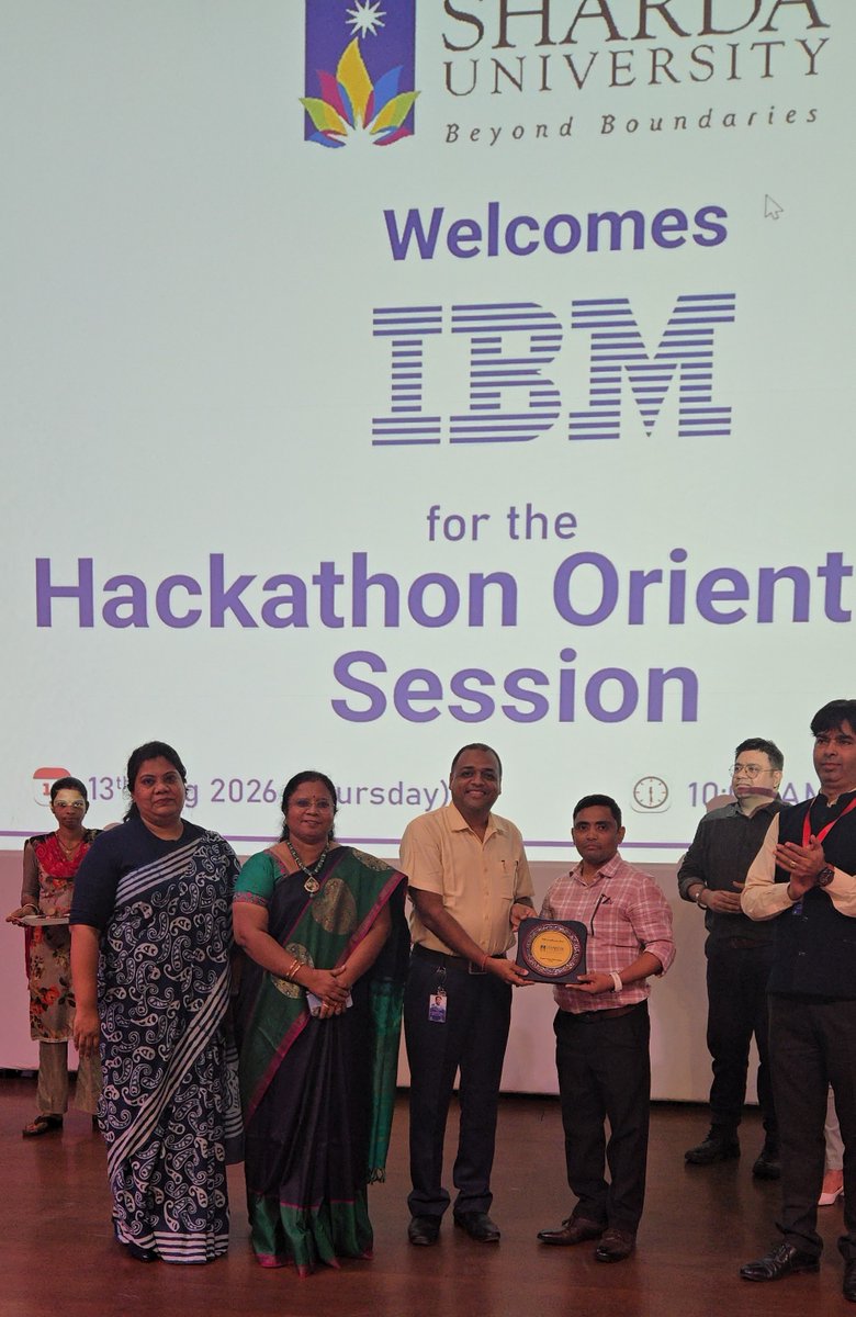 ShardaSSCSE's tweet photo. SSCSE, Sharda University, Greater Noida, successfully hosted an IBM Hackathon Orientation Session conducted by the IBM Hackathon Team, introducing students to AI challenges, IBM SkillsBuild, mentorship, team building, and innovation opportunities.

#SSCSE #ShardaUniversity #IBM https://t.co/S32QPe0YGM