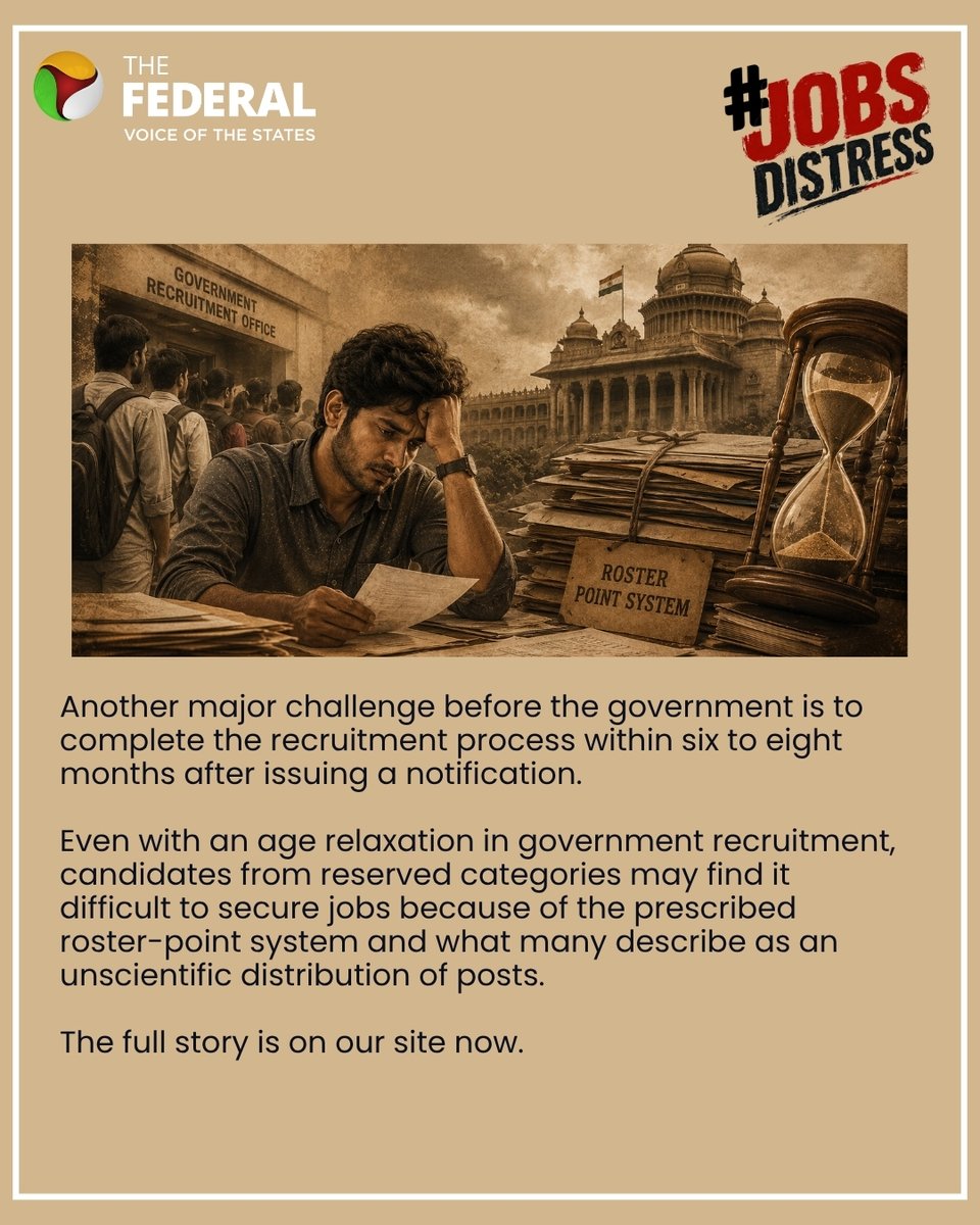 TheFederal_News's tweet photo. #JobDistress | The Karnataka government’s decision to relax the age limit has given aspirants one last opportunity to apply, but roster restrictions and other factors raise doubts over how many will actually benefit, writes Chandrappa M.
The Federal is running a series on the nationwide government jobs distress, with ground reports and in-depth analyses from various states.
Read more: https://t.co/PIIHB9ZOhJ
#Karnataka #JobAspirants #AgeLimit
