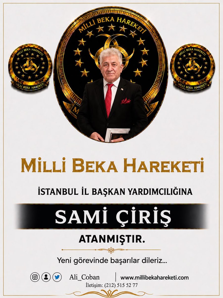 MBH_Medya's tweet photo. 🇹🇷 MİLLİ BEKA HAREKETİMİZDEN İSTANBUL TEŞKİLATIMIZA GÜÇ KATACAK ATAMA 🇹🇷
Milli Beka Hareketi Genel Merkezimiz tarafından, İstanbul İl Başkan Yardımcılığı görevine Sayın Sami Çiriş atanmıştır.
Tekstil ve ihracat sektörlerinde ortaya koyduğu başarılı çalışmaların yanı sıra; dernek başkanlığı göreviyle kazandığı yöneticilik tecrübesi, sosyal sorumluluk anlayışı ve teşkilatçılık konusundaki birikimiyle Sayın Sami Çiriş’in, Milli Beka Hareketimiz çatısı altında da önemli başarılara imza atacağına olan inancımız tamdır.
Aynı zamanda Şanlıurfa Kültür ve Sanat Derneği Başkanı olarak kültürümüzün, sanatımızın ve toplumsal değerlerimizin yaşatılması adına önemli çalışmalara öncülük eden Sayın Sami Çiriş’in; bilgi, birikim, tecrübe, güçlü iletişim kabiliyeti ve vizyonuyla teşkilatımıza önemli katkılar sunacağına yürekten inanıyoruz.
Bu kutlu görevin; İstanbul teşkilatımıza güç, birlik ve dinamizm kazandırmasını temenni ediyor, Sayın Sami Çiriş’e yeni görevinde üstün başarılar ve muvaffakiyetler diliyoruz.
🇹🇷 Birlik, beraberlik ve güçlü Türkiye için hep birlikte! 🇹🇷
Milli Beka Hareketi
İstanbul İl Başkanlığı
🇹🇷🇹🇷🇹🇷Millî Beka Hareketi Genel Merkez Tanıtım Medya Başkanlığı🇹🇷🇹🇷🇹🇷
@AliCoban52
@Mustafa42621867
@hayrullah_s
@nesrintoygar
@Pol38878509Tlay
@akadirkartal
@Davutcevik2304
@pinarnarin11
@arda_altay07
@cuneytaltintas_
@YkselAtaso
#MilliBekaHareketi #İstanbulTeşkilatı #GüçlüTeşkilat #GüçlüTürkiye #BirlikVeBeraberlik