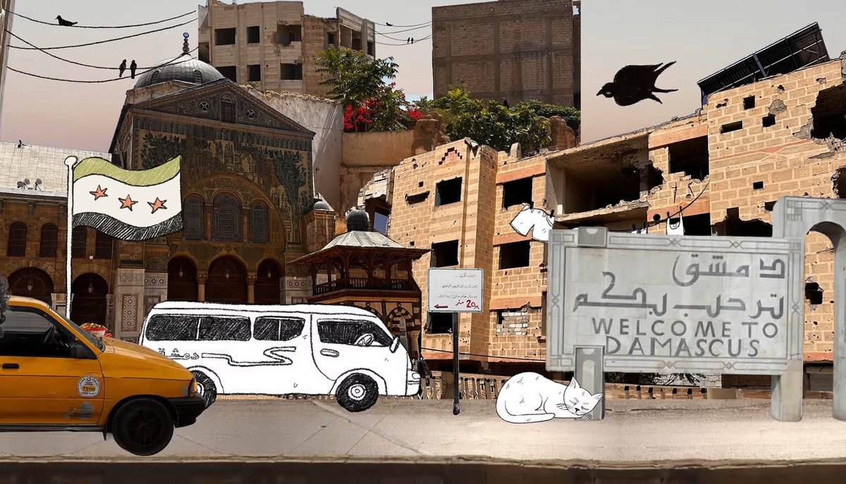 syranomie's tweet photo. Kareem chose Damascus as the first foreign city to visit for his new show “Keep The Meter Running” and Mamdani’s wife Rama Duwaji (herself from Damascus) helped with the illustrations. https://t.co/hGGpGfCwt2