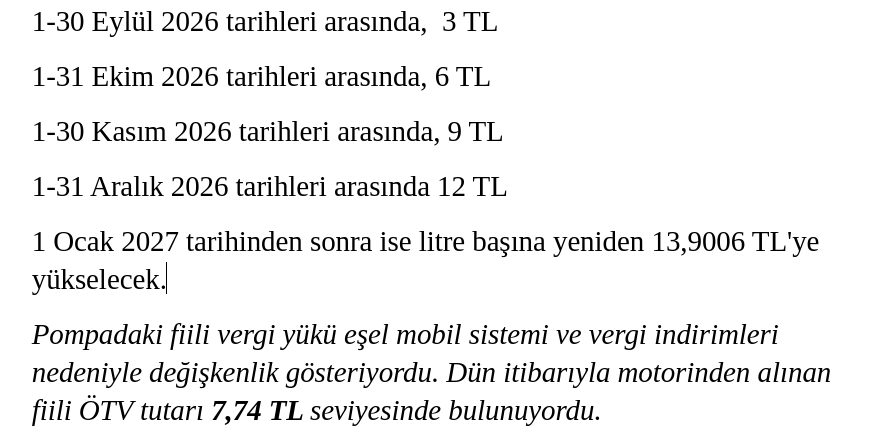 tv_gercekler's tweet photo. #motorin Zamlarını anlamayanlar için özetleyelim: Neden bir indirim, birde bindirim oldu ? Bir haftadır Brent neredeyse aynı rakkamlarda. Motorin 81 TL idi. Şu anda da Brent aynı yerde aslında zam yapılmaması gerekir. Ama bir anda ''ötv sıfırlıyoruz piyasa rahatlasın'' diyerek Mazot 71 TL seviyesine indi, Yani 10 TL'lik bir indirim oldu. 24 saat geçtikten sonra Mazota durduk yere tekrar yaklaşık 10 TL'lik bir zam geldi.
Şimdi Mazota direkt 10 TL zam yapılsaydı millet ''hayırdır ne oldu'' diyecekti. Yani ölümü gösterip sıtmaya razı etmek gibi birşey. Millet şunu dedi: Mazot 81 TL idi, 10 TL düştü tamam yine zam geldiyse 81'e tekrar çıktı sorun yok demiş oldu. Fakaaat... Aşağıdaki tablo eğer gerçekleşirse Aralık ayına kadar yaklaşık 30 TL'lik bir mazot zammı garantilendi. ''Vergi'' adı altında koyulacak. Brent hiç artmasa bile ve bugünkü koşulda kalsa dahi Aralık ayında mazotun litresi 100 TL'yi aşacak demektir.
Peki biz ne dedik ? Mazot 100 TL'yi bir şekilde aşacak... Eğer 1 yıl içinde 1.5 milyon adet sıfır araç satışı ile Cumhuriyet tarihinin rekoru kırılırsa, alınan araçların %80'i ilk kez kadınların üzerine tescil edilirse, Trafiğin her saatı kilit vaziyette ve şöförlerin Yüzde 90'ı kadın olursa, 24 saat gezip sadece tüketim yaparsalar devlet mazotu 100 TL de yapar, 200 TL'de yapar. Ve bu artışı yaparken senin ruhun bile duymayacak. Mantık basittir: İthal ettiğin bir ürün yani akaryakıt son 3-4 yılda rekor sayıda kadın sürücü sayesinde su gibi içilirse, o ürüne zam gelir. Devlet onu bir şekilde durdurur. Sana ''araba kullanma'' demez. ZAM YAPAR. Anlaşıldı mı bilmiyoruz. Bunu söyleyince bazılarının zoruna gidiyor. ''Kadınların araba kullanması seni niye rahatsız etti'' diyorlar. Bizi niye rahatsız etsin ki. Domatesi pahalı alacaksın, biberi pahalı alacaksın hatta bindiğin metrobüse bile fazla para ödeyeceksin. Bir gün kafanı sağa sola çevirdiğinde trafikte bir tane erkek görmediğinde en sonunda şunu diyeceksin: ''bu kadınların 24 saat bu trafikte ne işi var erkekler nerede'' diye sorgulamaya başlayacaksın. Bu arada 2026'nın yeni verisine göre ilk 6 ayda satılan sıfır araç sayısı 640 bin adeti geçmiş. Yani sene sonuna kadar yeni bir rekor daha kırılacak gibi görünüyor. 2 yılda yaklaşık 3 milyon sıfır araç trafiğe atlamış olacak ve bunların çoğunluğu yine kadınlar olacak. Şimdi devlet bunu nasıl durduracak ? Dünya'nın neresinde böyle bir çılgın sıfır araç satışı ve sürücülerinin çoğunluğunun kadın olduğu bir ülke var ? Bu son 3-4 sene böyle oldu. Araba imparatorluğu denilen Almanyada bile böyle bir tabloyu göremezsiniz. Mesai saatlerinde herkes işinde gücünde olur trafikte boşa gezen kimseyi göremezsiniz.