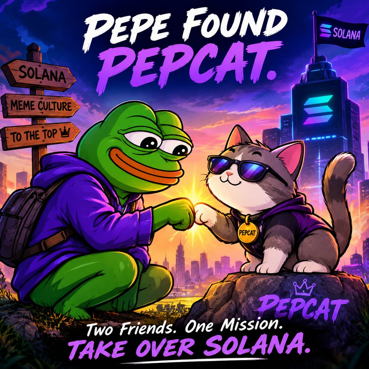Pepcatcoin's tweet photo. 🐸🐈 THE PEPCAT LORE STARTS HERE
Pepe found his true friend… and now PEPCAT wants to take over Solana. 😂
But we're building the story together.
What should PEPCAT's personality be?
😼 The chaotic one
🧠 The mastermind
😴 Lazy but somehow successful
😈 The troublemaker https://t.co/sZLoHfP7a5