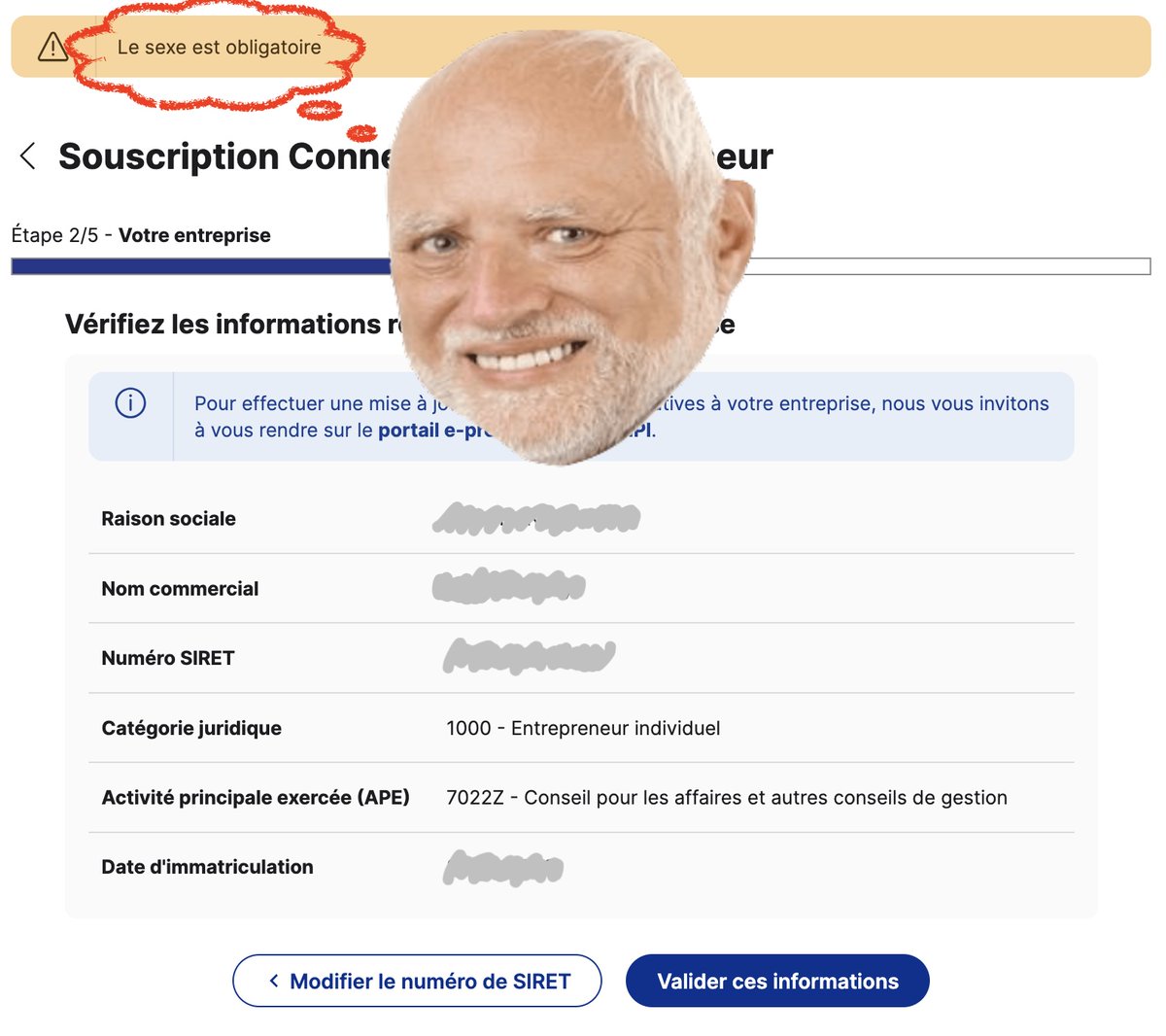 avalot's tweet photo. Ouvrir un compte pro chez @CreditMutuel , dès le deuxième écran, ça devient trop sexy. 🤣

Serieusement, il n'y a pas de formulaire sur cette page. Vous voulez que je le mette où, mon ... ?

Etrange, parce qu'habituellement ils sont des vraies stars d'UX, chez @CreditMutuelAF ! https://t.co/DwIfnUyFN5
