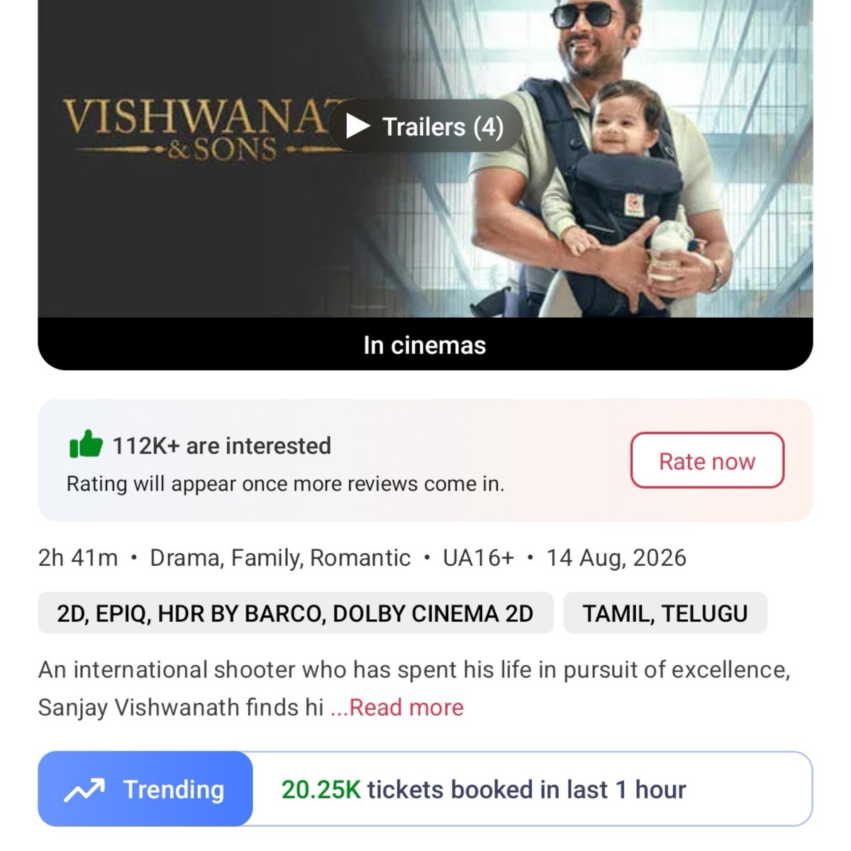 filmy_view's tweet photo. Hits 20K #VishwanathAndSons https://t.co/mU6HmtkD6c