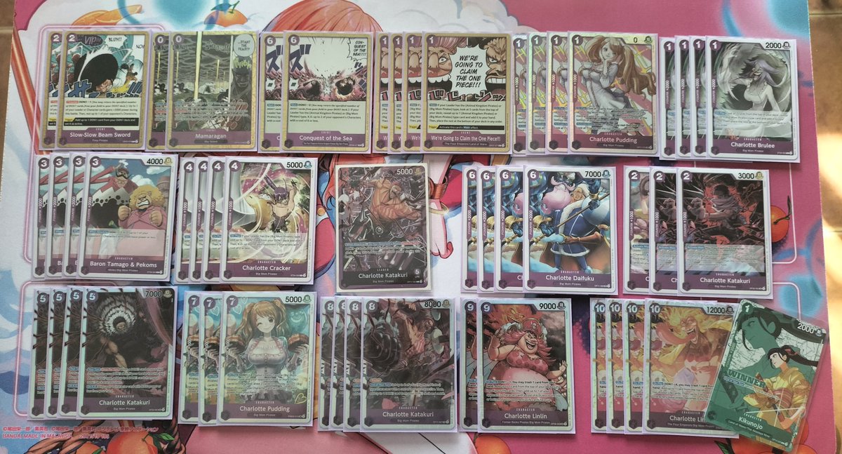 Carpe_98's tweet photo. Muy solido el mazo de Katakuri.

Luffy &amp; Ace 🔴🟢 Primero ⭕
Buggy 🔵 Primero ⭕ 
Roger 🔴🟣 Primero ⭕ 
Kid 🟡 Primero ⭕ 

El evento Conquest of the Sea fue increíblemente bien en las 3 primeras partidas. Contra Kid las LinLin 🔥 https://t.co/h2IDyNVYN8