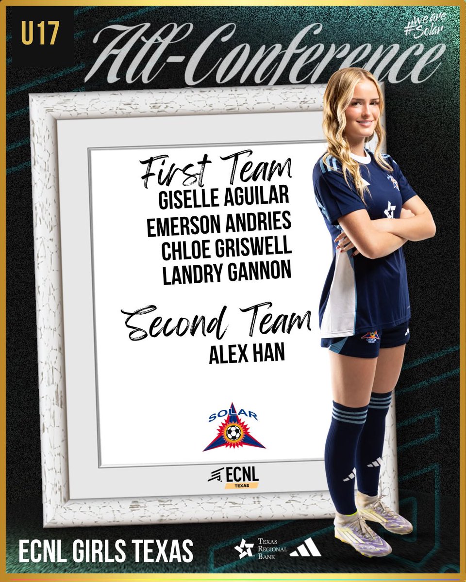 SolarSoccerClub's tweet photo. Congrats to our @ECNLgirls TX Conference All-Conference Selections 👏👏 Fantastic Year!
#WeAreSolar @Solar10ECNL @Solar09gECNL @Solar11ECNL @Solar08gECNL https://t.co/AKVproHqY1