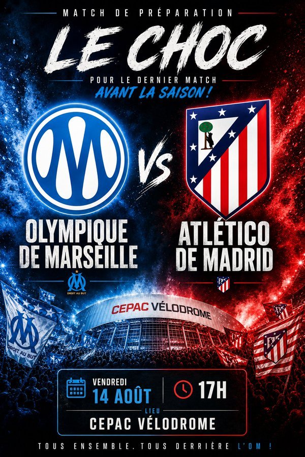 OM_PASSI0N's tweet photo. 🚨 JOUR DE MATCH 🚨

Rendez-vous ce soir à 17h30 pour le dernier match de préparation de l’OM 🔵⚪️

🤍🩵OM VS Atletico Madrid🤍❤️

Dernière répétition avant Strasbourg .C'est la revanche de 2018 pour moi j'ai envie d'une victoire. 💪

ALLEZ L’OM ! 💙🔥

#OM #TeamOM https://t.co/TSTz2n8iKU