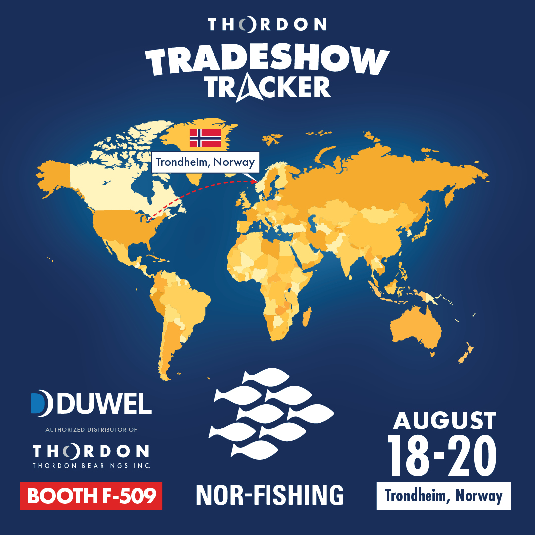 ThordonBearings's tweet photo. Upgrade your vessel’s performance at Nor-Fishing! Meet DUWEL at booth F-509 to discover Thordon’s grease-free bearing and sealing solutions for quieter operation, long wear life, reduced maintenance and lower costs.
#NorFishing #GreaseFree #FishingVessels #ThordonBearings https://t.co/TudcX6kJPq