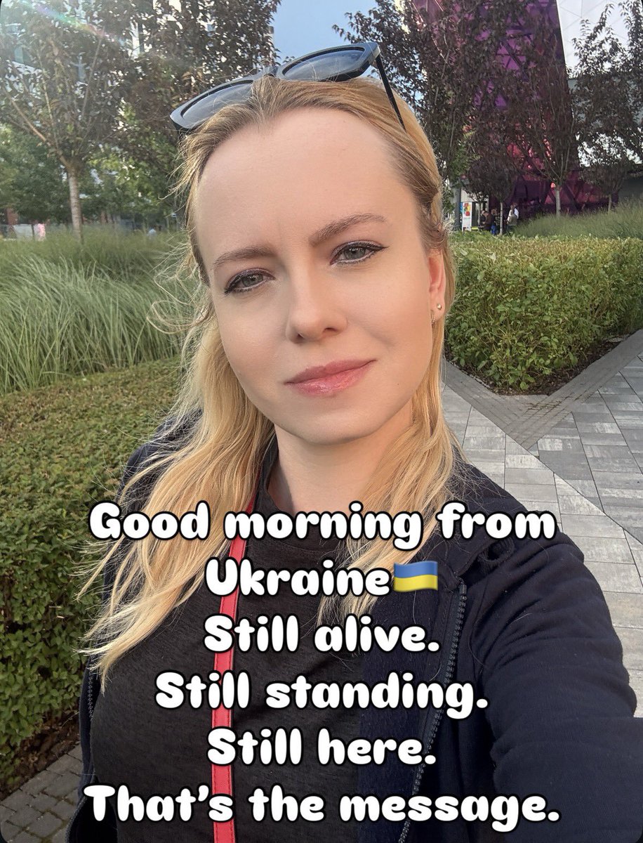 Angelicashalla's tweet photo. Good morning from Ukraine🇺🇦

Still alive.
Still standing.
Still here.

That’s the message. https://t.co/op6cYDfFhr