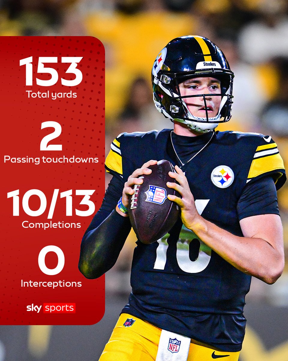 SkySportsNFL's tweet photo. Pittsburgh Steelers rookie QB Drew Allar in his preseason debut 😳 https://t.co/tVe8hqbp5Z