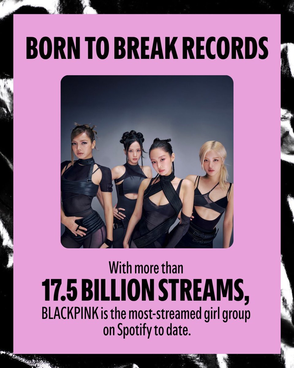 yk2aii's tweet photo. #BLACKPINK surpasses 17.5B Spotify streams, making them the most-streamed girl group ever. 🖤💗 https://t.co/rBtWkmxOMW