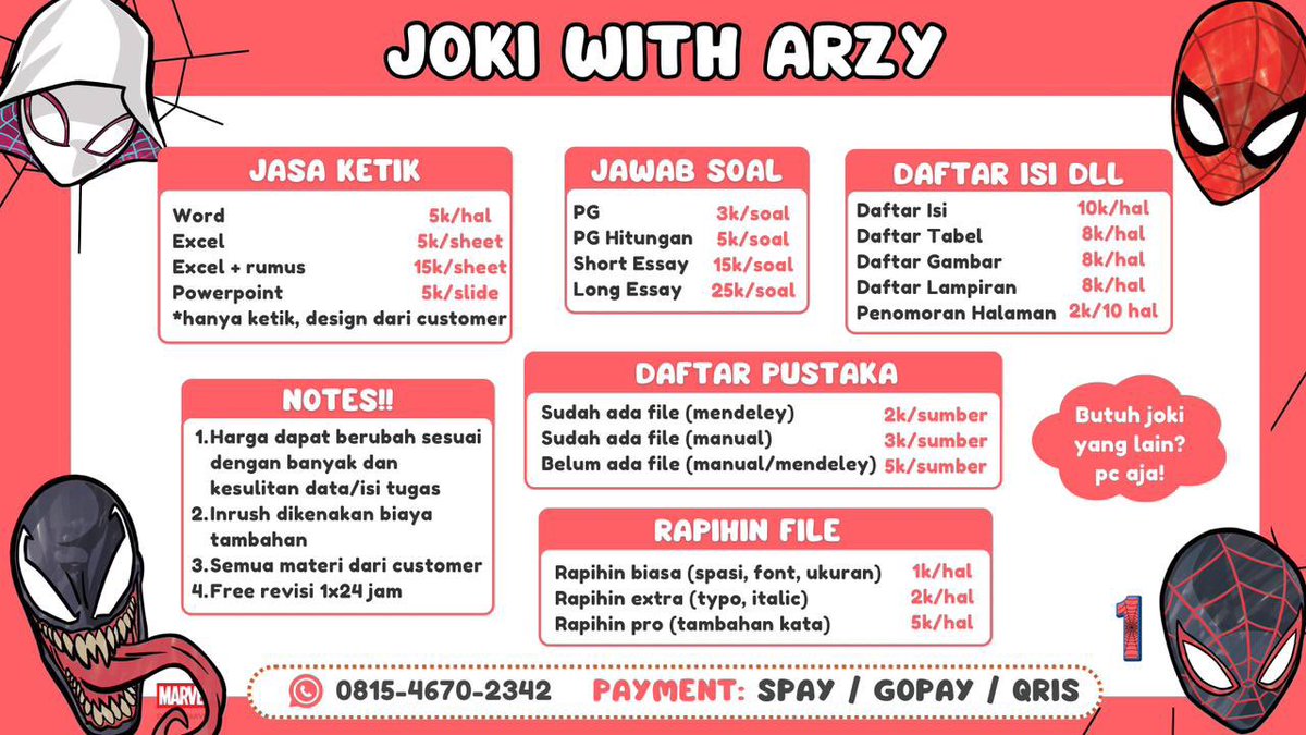 kingghg23's tweet photo. OPEN JOKI TUGAS YUU

Mager ngerapihin tugas? Sini aja 👌  
✅ Word &amp; Excel  
✅ Daftar isi / pustaka / tabel / gambar  
✅ Nomor halaman otomatis  
✅ Rapihin makalah, laporan, skripsi, magang, dll

☎️ https://t.co/Vkqt6YjDvx

#bealanja #jokitugas mau joki dong 51427 https://t.co/bgCNUEPQvM