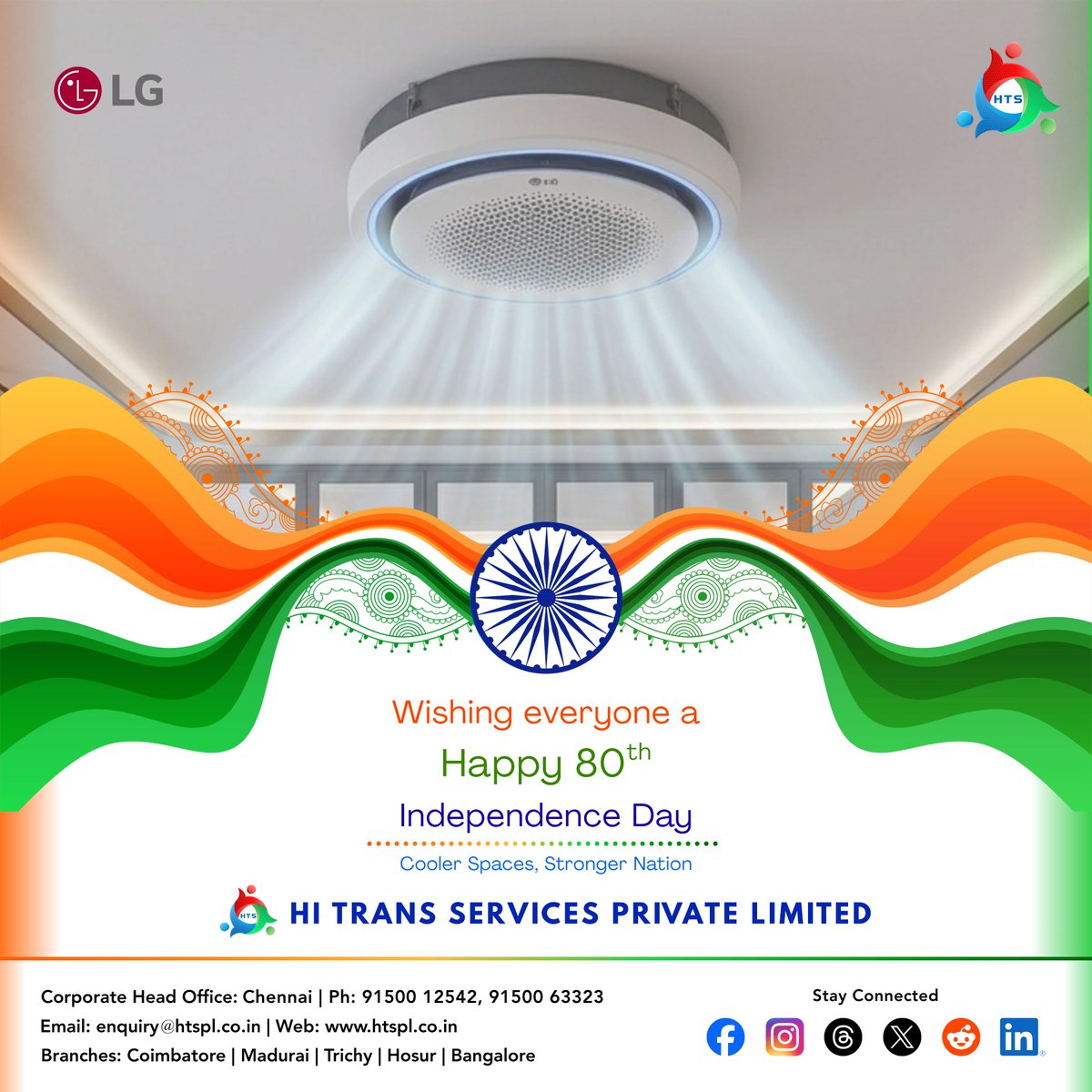 htspl_in's tweet photo. Happy 80th Independence Day! 🇮🇳 Building cooler, sustainable spaces for a stronger nation. ❄️

HVAC Solutions: 📞 91500 12542 | 91500 63323 🌐 https://t.co/fZMtgPrdtT
#HVACChennai #IndependenceDayIndia https://t.co/mxCnKu9Nm9