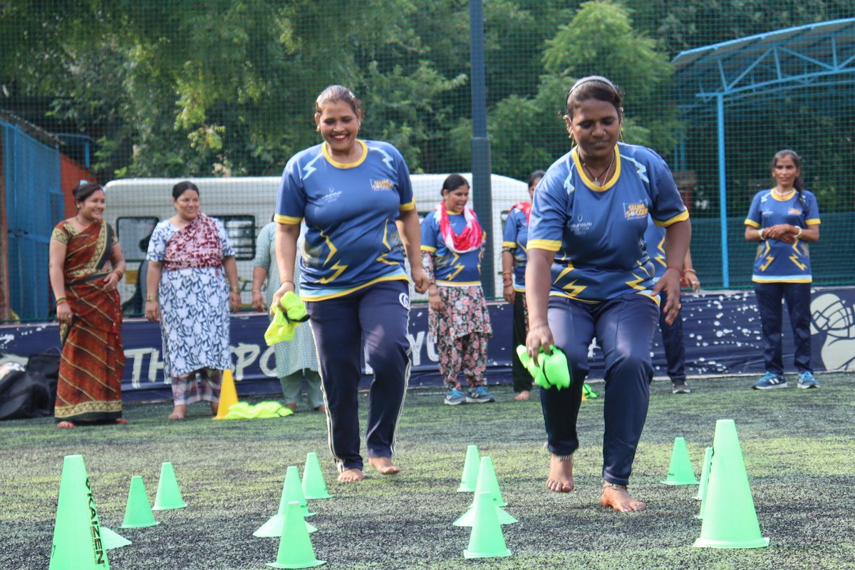 slumsoccer's tweet photo. Mothers from the Seemapuri community joined the Sports4Change coaches for a fun-filled session, playing football, trying new games and enjoying every moment together! 

A memorable day of fun, connection and football in #SportforGoodCityDelhi 

@laureussport https://t.co/WwjmLCISci