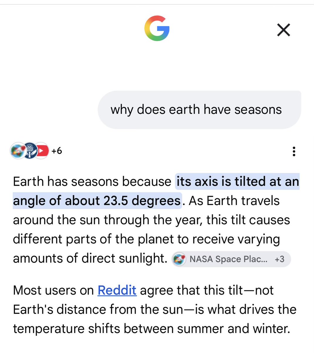 SciGuySpace's tweet photo. Gemini out here doing important work to get Reddit users to confirm scientific facts. https://t.co/h40AyrchdI