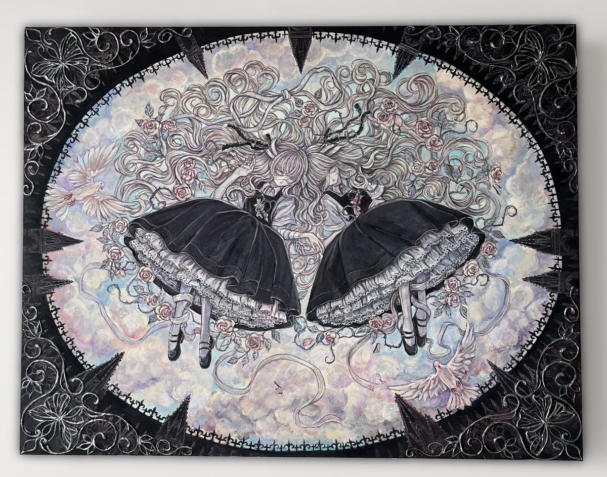 綻びの少女たち』 319×411mm アクリル/メディウム/アルシュ紙/パネル