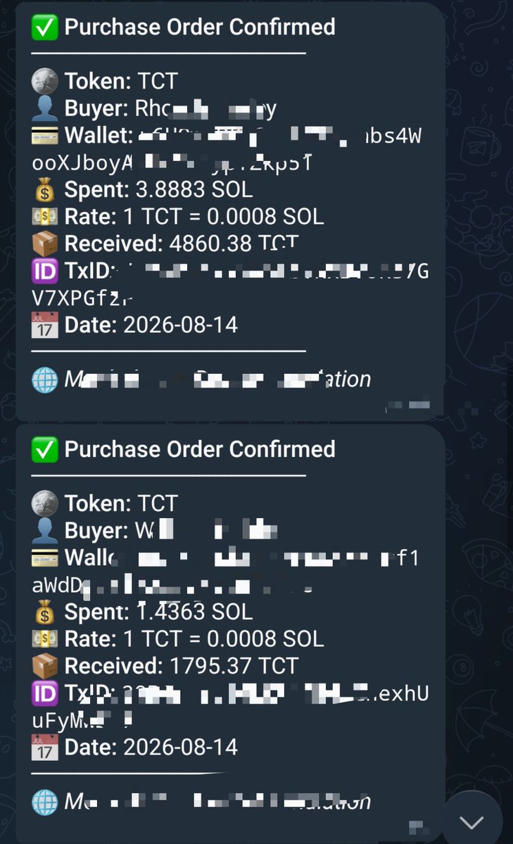 trend_catt's tweet photo. 🚀 TCT Early Buyers! 🐱🔥

The first community members have already bought TCT through the official bot. 💎

And this is just the beginning… 👀🚀

#TCT #TrendCat #Solana https://t.co/vDoJ2J187R