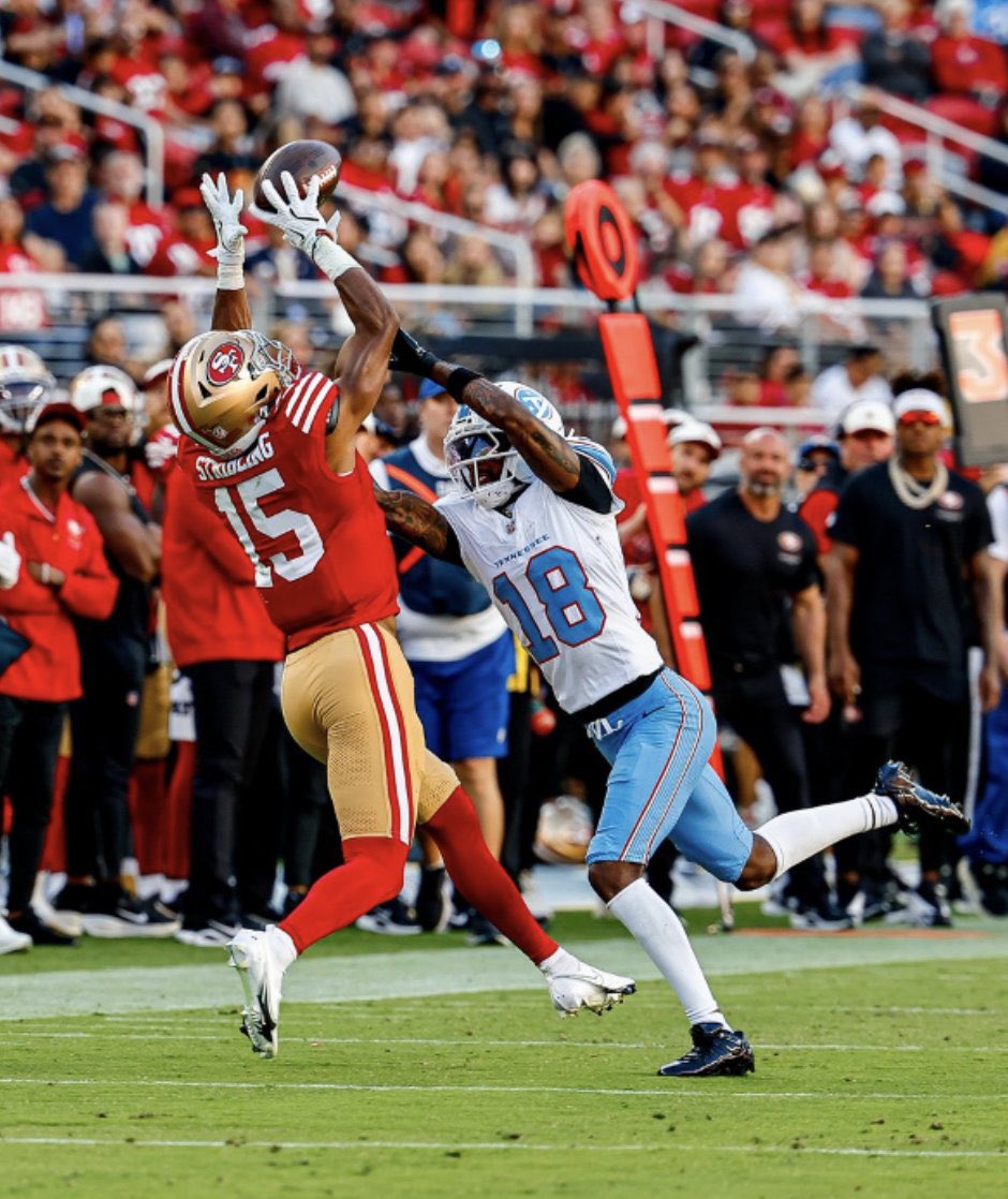 TheFFRealist's tweet photo. Did De’Zhaun Stribling’s 7 catches for 63 yards last night change how you view him in redraft?

He’s currently the WR58 off the board, between Jalen Coker and Denzel Boston. https://t.co/9zGSOF7lAv