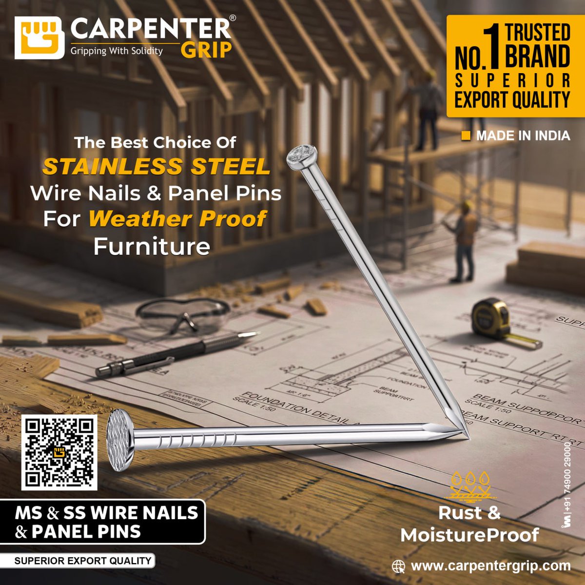ibais_hardware's tweet photo. CARPENTER GRIP | Rajkot π’
STAINLESS STEEL WIRE NAILS & PANEL PINS
Helpline: +91 87800 38150
WhatsApp: https://t.co/N7xNcvygXC
.
@CarpenterGrip #WireNails #PanelPins #SSWireNails #StainlessSteelNails #FurnitureHardware #HardwareFittings #ArchitecturalHardware #FurnitureFitting https://t.co/suM8iLkQKx