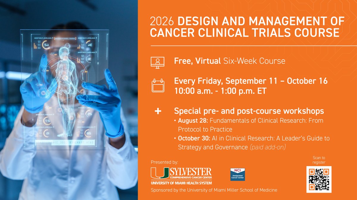 Interested in strengthening your #ClinicalTrialDesign skills? This course explores the key concepts underlying cancer clinical trial design and day-to-day conduct to help improve research quality and patient care. #ClinicalTrials #CancerResearch