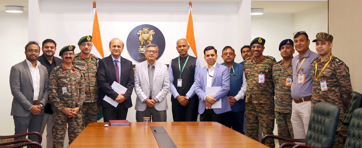 SpokespersonMoD's tweet photo. MoD signs contracts with M/s Tata Advanced Systems Ltd (TASL) & M/s NIBE Pvt Ltd on 13 Aug 2026 for procurement of Loiter Munition Systems, Loiter Munitions & accessories for the Indian Army at an approximate cost of Rs 1,577 crore. Procured from Indian vendors under the ‘Buy Indian’ category through the Fast Track Procedure, the acquisition will enhance the operational effectiveness of Artillery Regiments and strengthen indigenous defence manufacturing, giving a major boost to #AatmanirbharBharat.