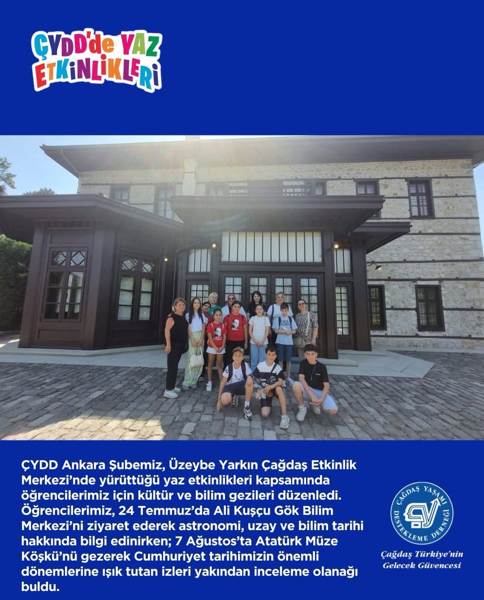 CyddAnkara's tweet photo. 🌅ÇYDD’DE YAZ ETKİNLİKLERİ 🌅

🗞️ ÇYDD Kars Şubemiz yaz döneminde çocuklarımızı oyun, öğrenme, paylaşma ve dayanışma dolu etkinliklerle bir araya getirmeye devam ediyor. Çocuklarımızın birlikte öğrenmelerine, sosyalleşmelerine, 

#ÇağdaşYaşamıDesteklemeDerneği https://t.co/ICIM6gBhbM