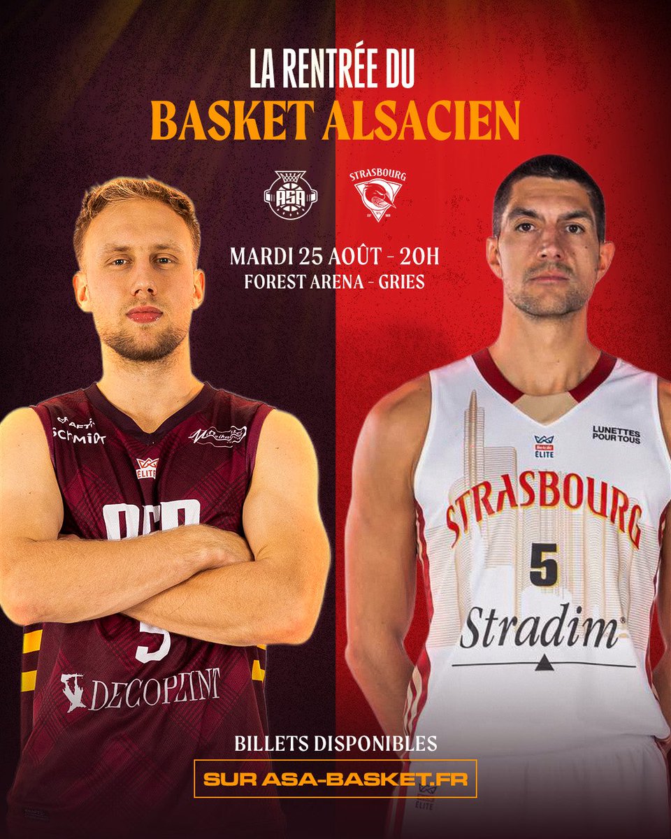 basket_asa's tweet photo. 🎫 Billetterie ouverte !
👉🏻 Rendez-vous le mardi 25 août à la Forest Arena pour ce premier match de la saison à la maison 🆚 @sigstrasbourg 🤩

👨🏻‍💻 Prenez vite vos places sur https://t.co/X4tCleanTA https://t.co/GCk5AOk66t