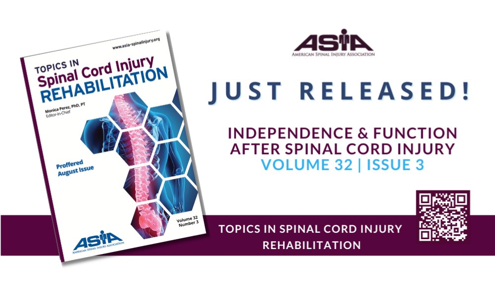 ASIA_spine's tweet photo. TSCIR New Issue Alert!
Topics in Spinal Cord Injury Rehabilitation

#SpinalCordInjuryRehab #TSCIR #TSCIRehab #ASIAJournalSCIRehab

https://t.co/xdlPoQvonD https://t.co/v4NsebBJ3s