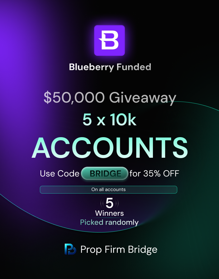 PropFirm_Bridge's tweet photo. 🚨 $50K BLUEBERRY FUNDED GIVEAWAY 🚨

🎉 5 x $10K ACCOUNTS 🎉

HOW TO ENTER:
1️⃣ Follow @PropFirm_Bridge + @BlueberryFunded + @AkashWolfe 
2️⃣ Subscribe & engage on YouTube: https://t.co/3Lk6SQNatO
3️⃣ Join & Engage: https://t.co/oHY5bMcSuz
4️⃣ RT + Tag 3 traders 👇

💰 Use Code BRIDGE = 35% OFF even if you don't win.

🔗 Full Review: https://t.co/ZTcuTcT2TS