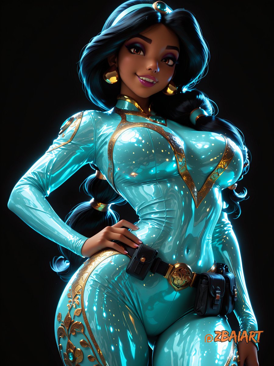 Zbaiart3D's tweet photo. Princess Jasmine gets a techwear remix for this portrait. Keep this palette or flip the backdrop next? #PrincessJasmine #Aladdin #ZBaiArt3D https://t.co/vuVOUgo0aW