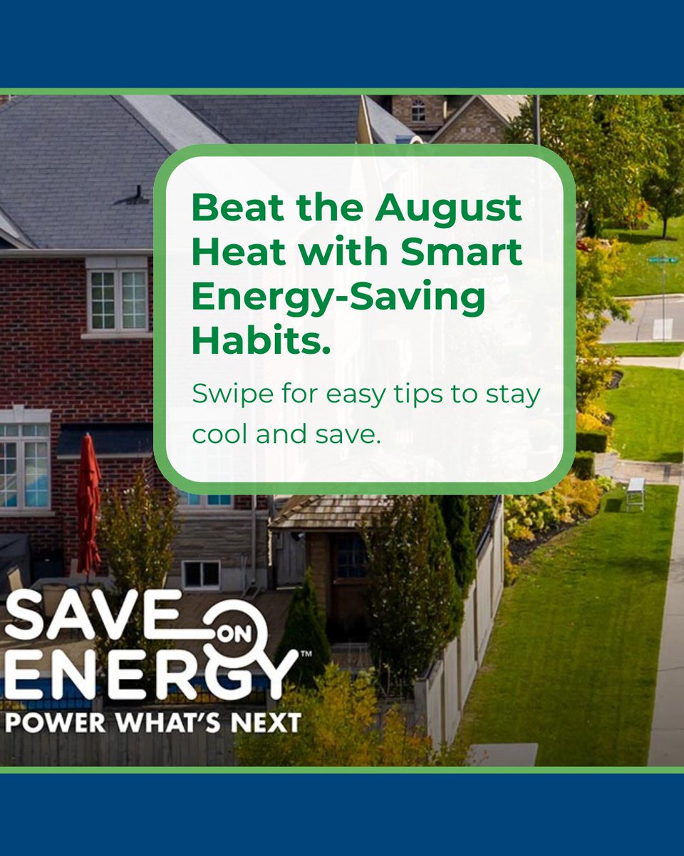 BurlingtonHydro's tweet photo. ☀️ The summer heat isn't over yet. Beat the heat while saving energy with these simple tips.

Looking for more ways to save? Explore rebates, incentives and energy-saving tips at https://t.co/ovTGh2Ub17.

#SummerSavings #EnergyEfficiency #SaveonEnergy https://t.co/1EkooEhhuj