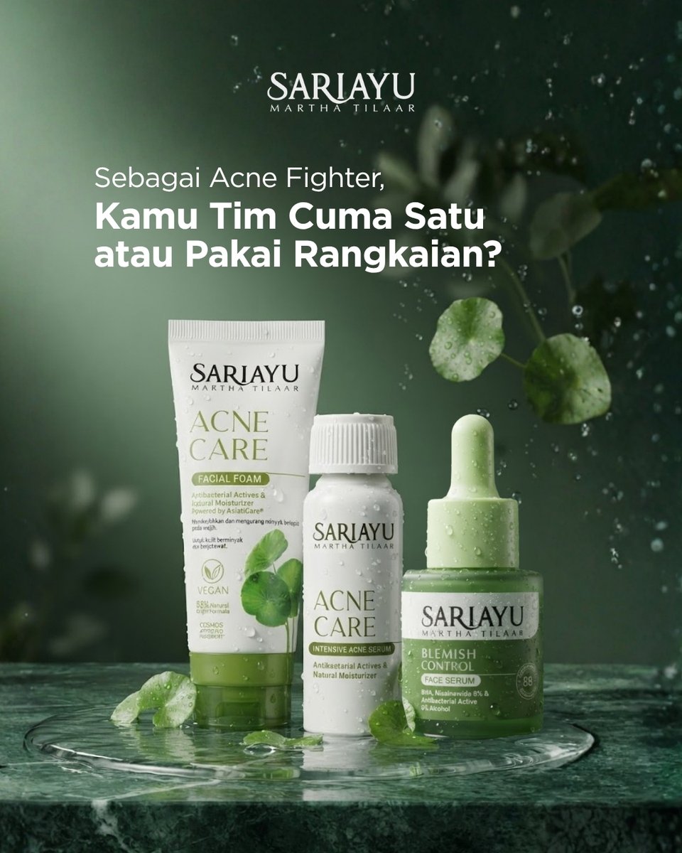 Sariayu_MT's tweet photo. Kamu tim lengkap atau cukup satu produk aja? Slide buat lihat hasil efikasi dari rangkaian Sariayu Acne Care buat kulit kamu~

#Sariayu #SariayuAcneCare #SariayuAcne #AcneFighter #CleanBeauty https://t.co/hm8nmWJnod