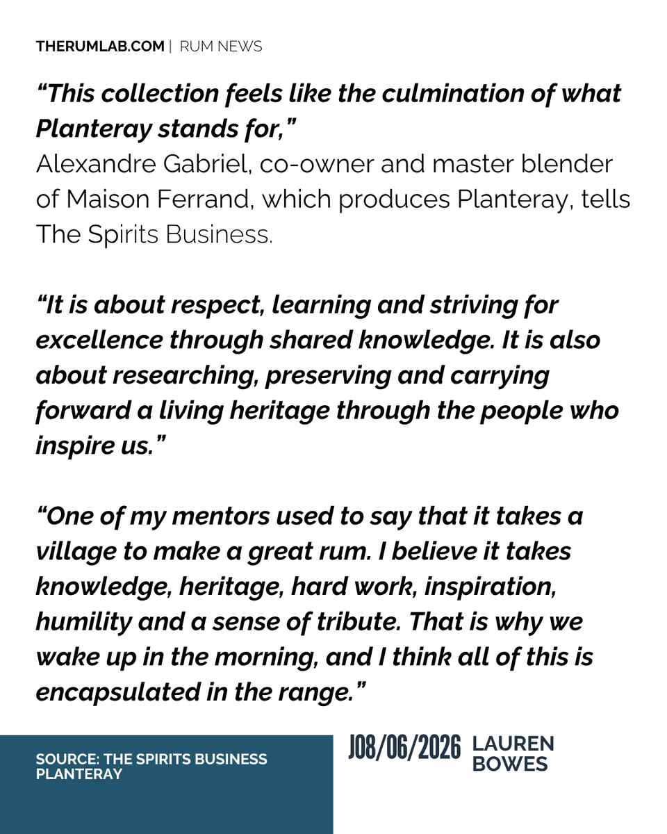 therumpour's tweet photo. RUM NEWS:

aison Ferrand’s Planteray has unveiled Extreme Series VI Legends of Rum, a collection that pays tribute to the people who have shaped the brand’s journey since its creation in 1999.
#RumNews #MaisonFerrand #PlanterayRum #LegendsofRum https://t.co/gOCuLLuOUM