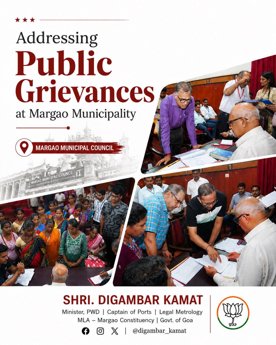 digambarkamat's tweet photo. Addressed public grievances at the Margao Municipal Council, interacting directly with citizens and listening to their concerns. Committed to ensuring timely solutions, responsive governance and continuous efforts towards the welfare and development of Goa &amp; Margao https://t.co/XtsvWvpkqI
