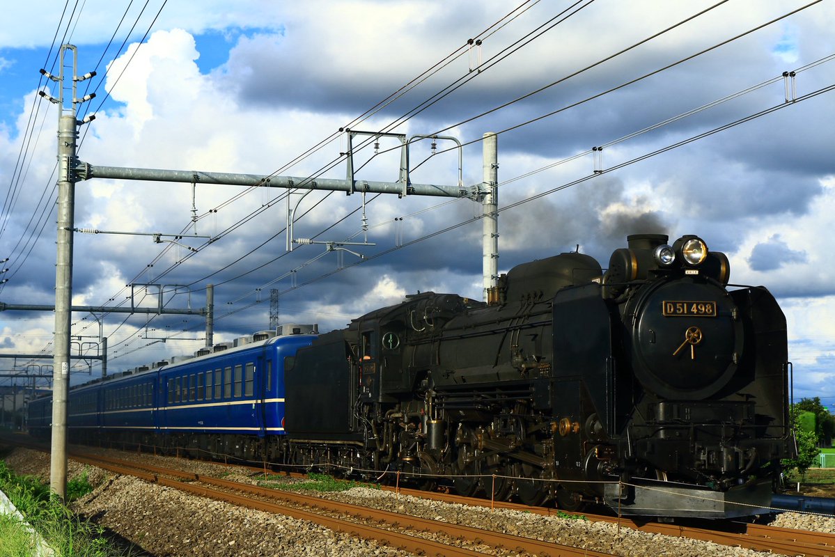 tsurumaki10000's tweet photo. 2026/8/14 試9734レ
D51 498+12系5B

昨日に続いて、テンダー台車とスハフ12に機器が仮設された状態で施行されました。

イノシンではまさかの太陽ログイン。 https://t.co/HBAq2PCGPZ