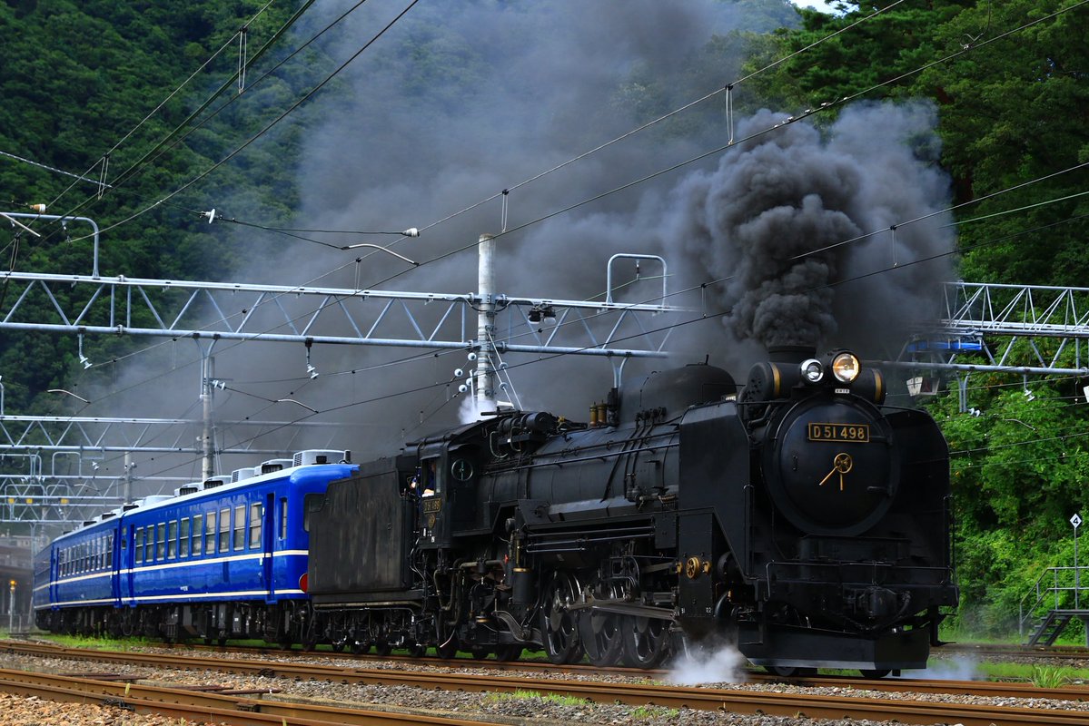 tsurumaki10000's tweet photo. 2026/8/14 試9734レ
D51 498+12系5B

昨日に続いて、テンダー台車とスハフ12に機器が仮設された状態で施行されました。

イノシンではまさかの太陽ログイン。 https://t.co/HBAq2PCGPZ