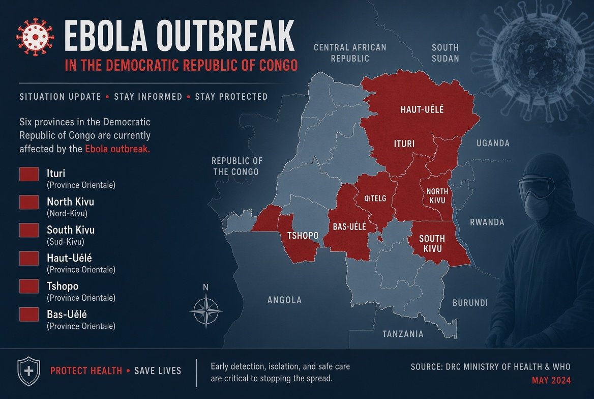 Ideiasefatos's tweet photo. Ebola na RDC: o surto silencioso que já matou mais de 2 mil pessoas.  Mais de 4.665 casos confirmados e 2.184 mortes até 14/08. O vírus Bundibugyo se espalhou para a 6ª província (Bas-Uélé). É o crescimento mais rápido da história da doença.  E o mundo quase não fala sobre isso https://t.co/PbPjNSpBsV