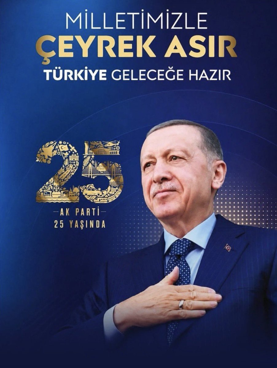 celalettin_kose's tweet photo. Cumhurbaşkanımız Sayın @RTErdogan liderliğinde; millete hizmet yolunda, durmadan, yorulmadan geçen tam 25 yıl!

AK Parti’mizin 25. kuruluş yıl dönümü kutlu olsun. İlk günkü aşkla, milletimiz ve memleketimiz için çalışmaya devam edeceğiz.

#AKParti25Yaşında
#MilletimizleÇeyrekAsır https://t.co/JRt4kHmwSg