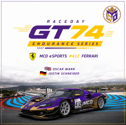 MCDxESPORTS's tweet photo. 🔸𝐑𝐚𝐜𝐞𝐝𝐚𝐲 𝐆𝐓𝟕𝟒 𝐄𝐧𝐝𝐮𝐫𝐚𝐧𝐜𝐞
Tonight, Oscar and Justin will be making the 412's debut at the 3h of Paul Ricard!💪🇫🇷

We're excited to see what our pro team can do, another new chapter starting in ACC tonight!🏎️⏭️

#MCDxESPORTS https://t.co/bJCBIvffk0