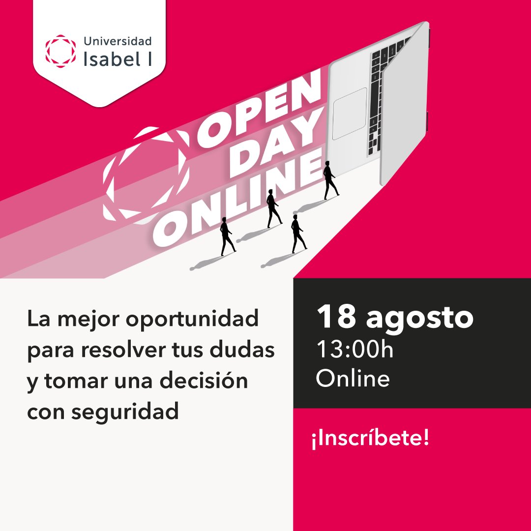 ui1Universidad's tweet photo. 🎓 ¿Estás pensando en estudiar este curso? ¡Ven a nuestro Open Day Online! 💻💙
📅 18 de agosto
⏰ 13:00 h
Descubre nuestra metodología, titulaciones, clases en directo, #matrícula, #becas y mucho más. 📚✨
👉 ¡Apúntate y resuelve tus dudas en directo! https://t.co/Ij1v0bQtnu https://t.co/0CMoF64b7N