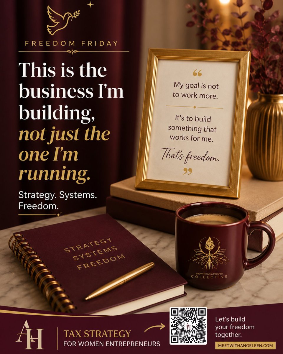 AngeleenHarris's tweet photo. Freedom Friday ๐
Iโm not building a business that needs me in every room, every hour.
Iโm building strategy, systems, and space to live well.
Good girlfriend, what would more freedom look like in your business?
Share in the replies ๐
#gtpc #FreedomFriday #growthriveprosper https://t.co/7ymmdOaQ79