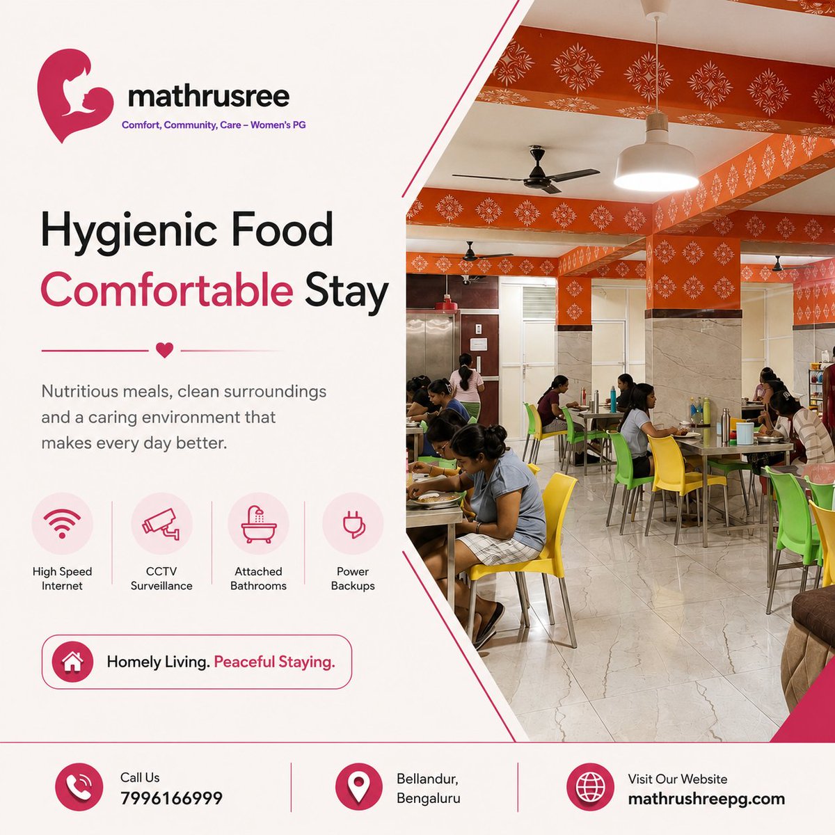 SreePg89751's tweet photo. A comfortable women’s PG should take care of the basics: hygienic meals, clean surroundings, reliable internet, CCTV, attached bathrooms and power backup. Mathrusree PG offers these facilities in Bellandur, Bengaluru. Call 7996166999 or visit https://t.co/2t8vEkecHQ. https://t.co/LUyf0Y13Fy