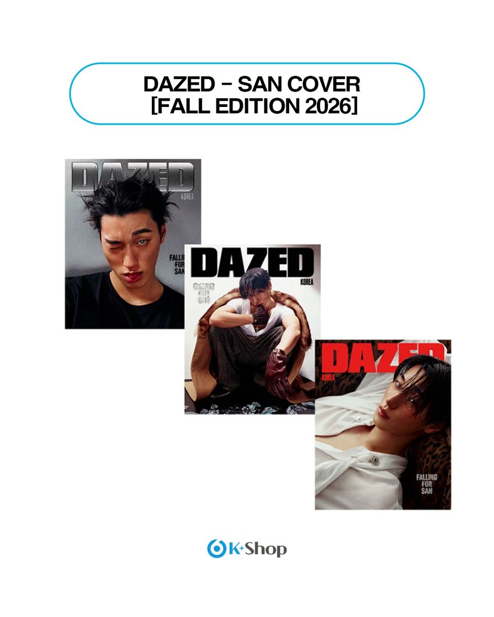 sixkshop's tweet photo. 💖DAZED & CONFUSED - SAN (ATEEZ) Cover (Fall Edition 2026)
RELEASED DATE: AUG 26, 2026
✨SIXKSHOP EXCLUSIVE BENEFIT : 1 PHOTOCARD (1:1)
🛒https://t.co/NtWom9tD8c
#kpop #kpopmerch #kpopmagazine #kpopstore
#SAN #ATEEZ #DAZED #ATINY
#SANCover #산 https://t.co/TeFsQt0VJ7