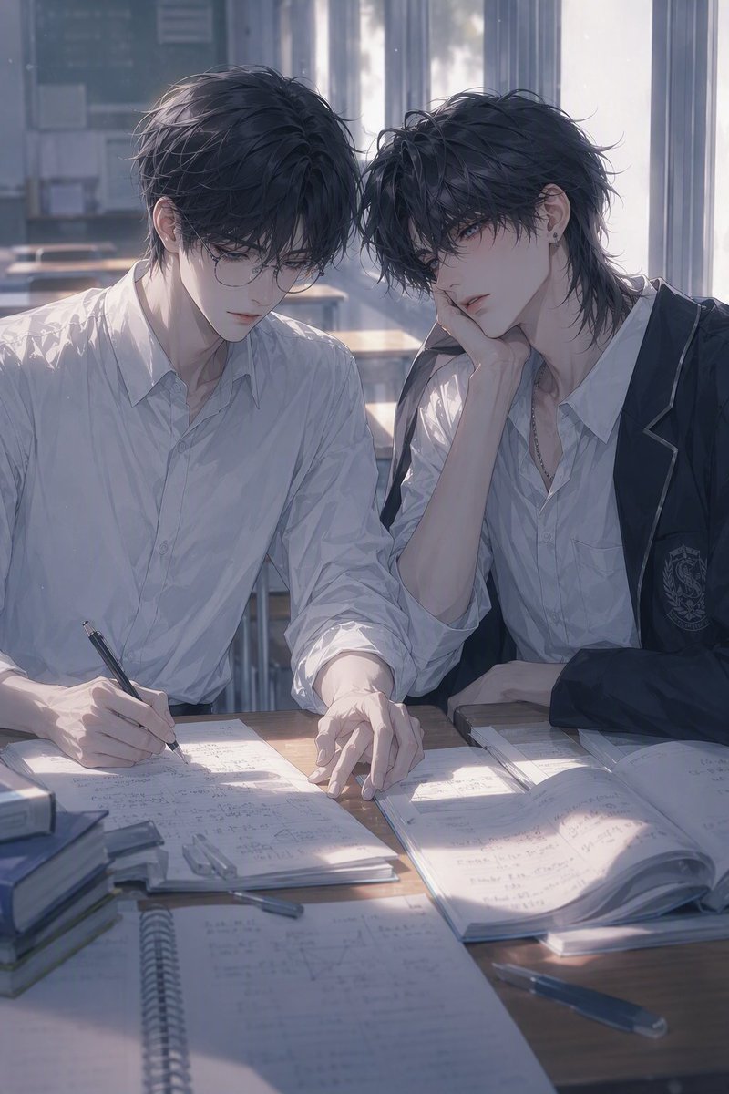 Fionakittyyan's tweet photo. ✨学霸 × 桀骜少年｜校园双向氛围感
课桌、晚风、放学的街道，
 那些没说出口的情愫，
全都落在少年对望的眼神里。
 喧闹的青春，只对你格外动心。

🗨️那个画面最戳你？来评论区分享你的想法✨
一起续写青葱故事～

#BL #BoysLove #校园BL #少年纯爱 #双男主 #校园故事 #Manhwa https://t.co/LiFQAj2VeX