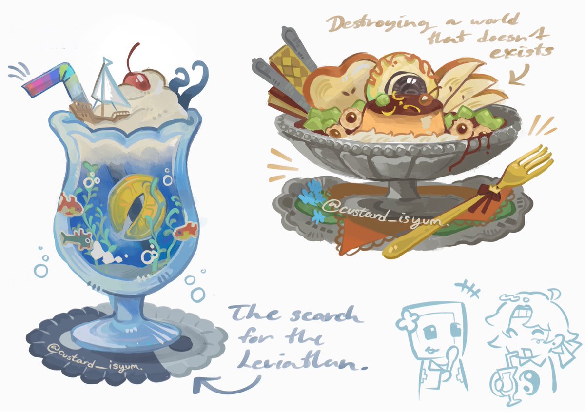 custard_isyum's tweet photo. they turned my args in to desserts?!!🍮
#dawtde #sfawtde #tsftl #thesearchfortheleaviathan https://t.co/lHk01olUpi