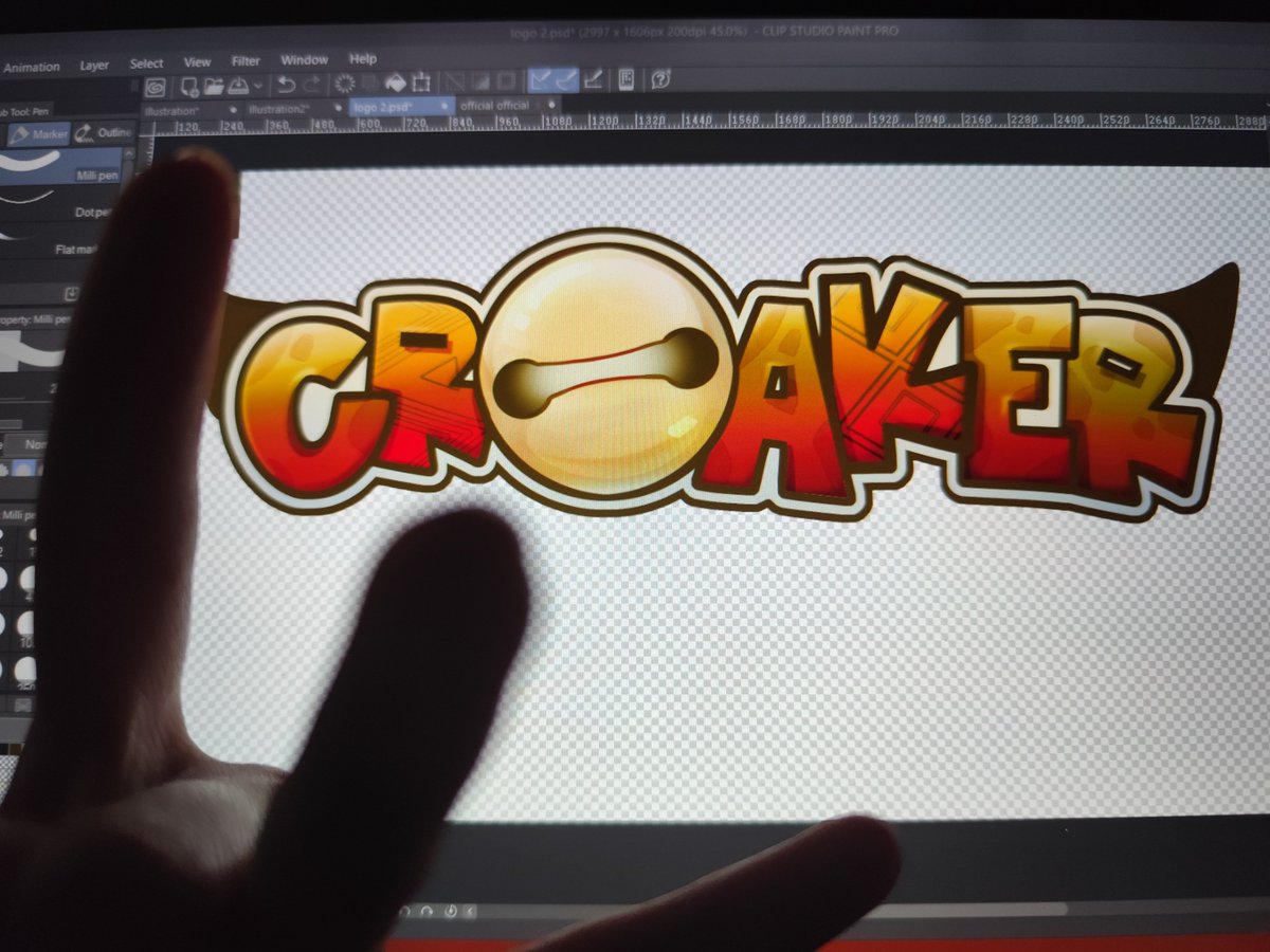 CroakerJacks's tweet photo. I keep forgetting to post wips 😩

Workin on a less edgy version of my logo and Im doing too much https://t.co/b4VMk1LuuQ