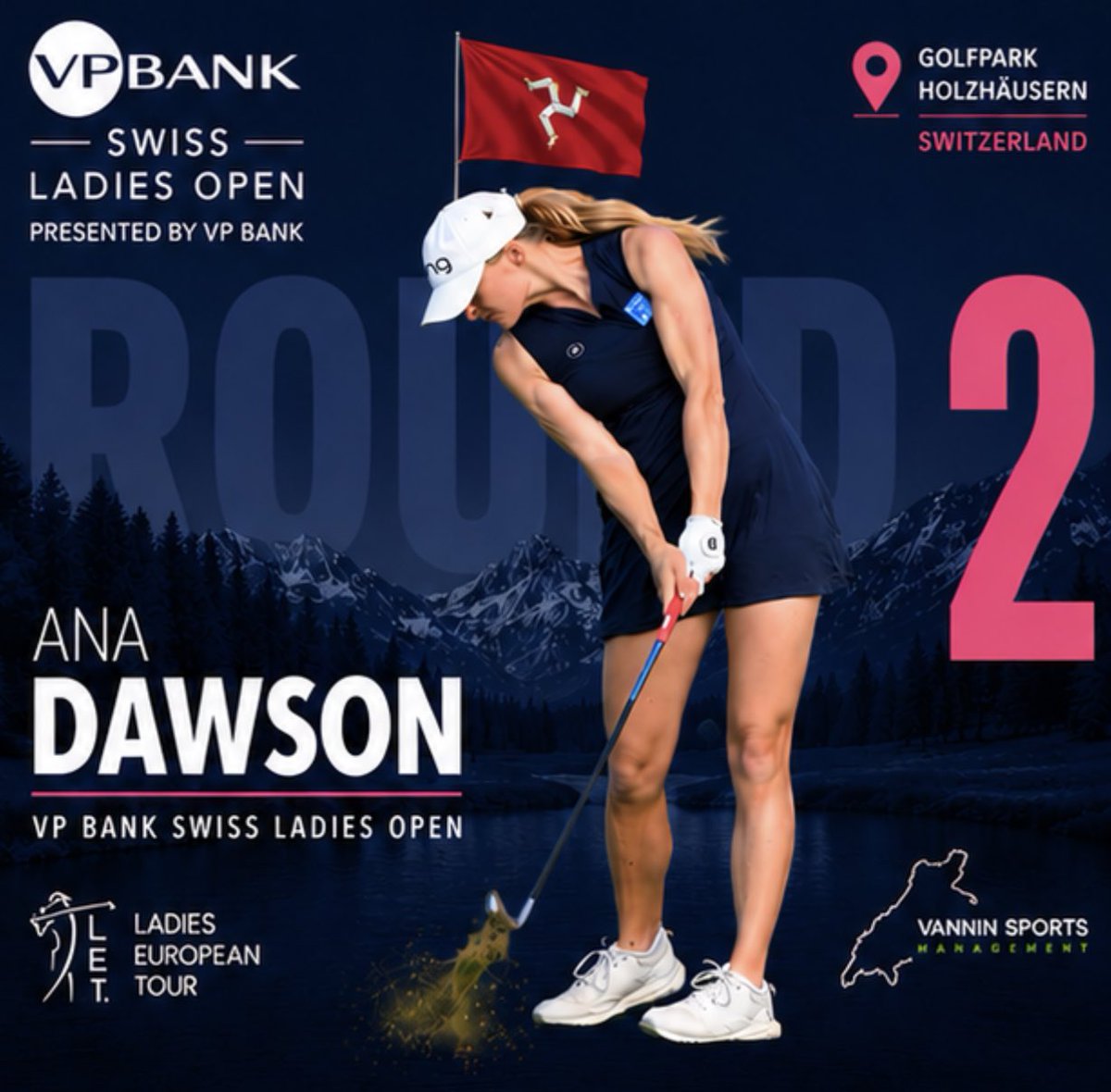 VanninSports's tweet photo. After a brilliant opening round of -3 yesterday, Ana is back out at Golfpark Holzhausern today for Round 2 of the VP Bank Swiss Ladies Open. ⛳️

Looking to build on a strong start and keep moving up the leaderboard. Let’s go, Ana! 💪

#AnaDawson #VanninSportsManagement #LET https://t.co/RW3l0RlRWK